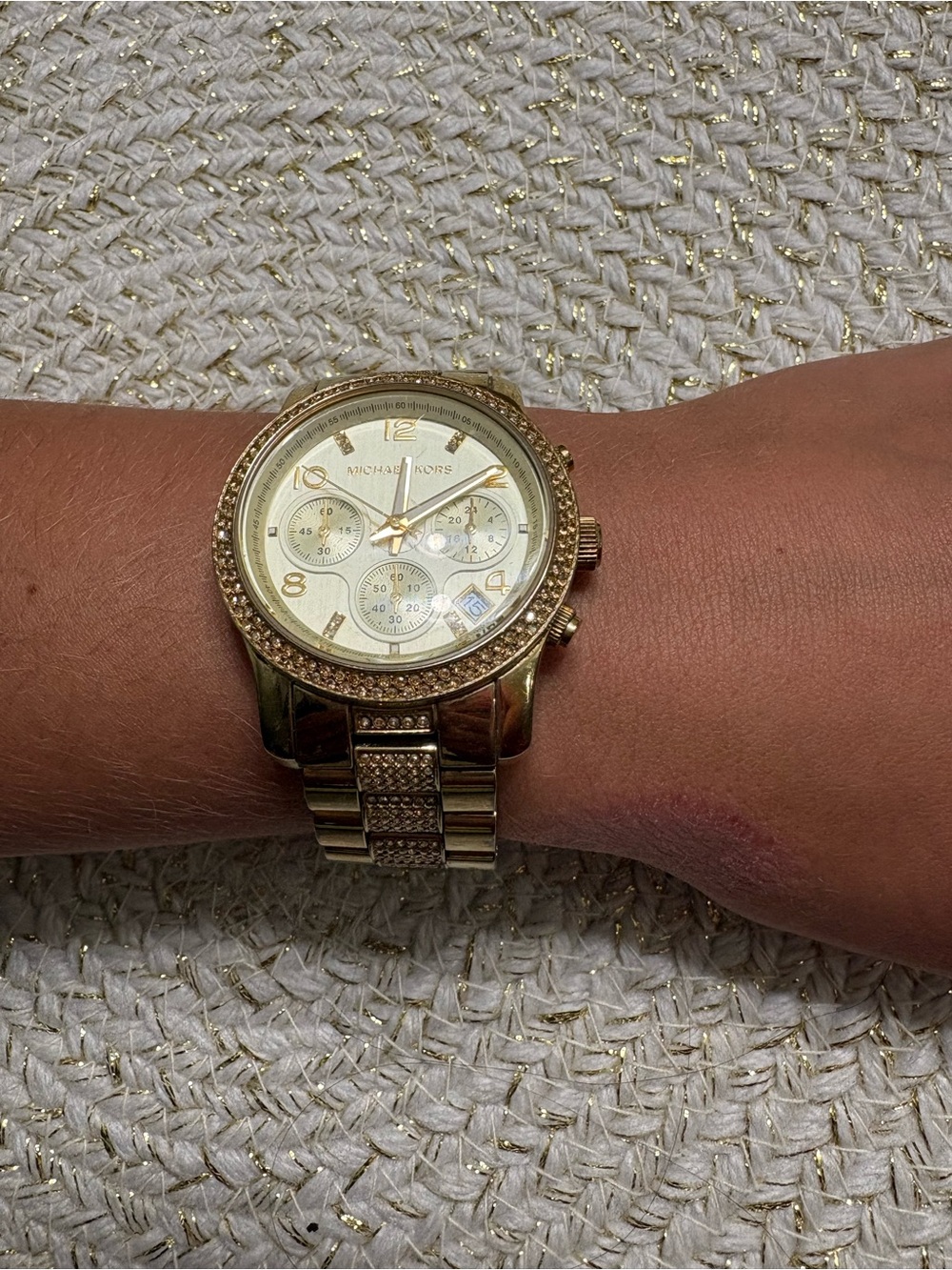 Michael Kors Gold-Tone Crystal Accent Bracelet Watch